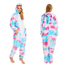Load image into Gallery viewer, Women Unicorn Stitch Onesies Unisex Winter Christmas Pajamas Nightwear  Costumes Adults Flannel Sleepwear Pyjama
