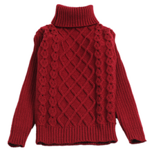 Load image into Gallery viewer, Children Baby Boys Girls Turtleneck Sweater Stripe Cross Knitwear Autumn Winter Unisex Warm Bottoming Knitted Pullover 2-14T
