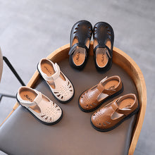 Load image into Gallery viewer, Children's Leather Shoes For Toddlers Girls Cut-Outs Hollow Breathable Kids Flats British Design Oxfords Anti-slippery Soft 21-30
