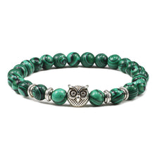 Load image into Gallery viewer, Black Lava Tiger Eye Weathered Stone Bracelets Bangles Classic Owl Beaded Natural Charm Bracelet for Women and Men Yoga Jewelry
