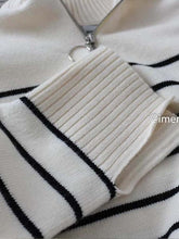 Load image into Gallery viewer, Klkxmyt Women Sweater 2023 Fashion Stripe Loose Zipper Knitting Sweaters Vintage Long Sleeve Asymmetry Female Pullover Tops
