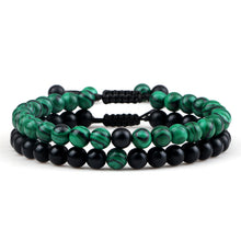 Load image into Gallery viewer, Couples Distance Beads Bracelet Classic Black Matte Green Malachite Bracelets Suitable Women Men Yoga Elastic Strand Jewelry
