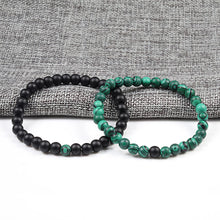Load image into Gallery viewer, Couples Distance Beads Bracelet Classic Black Matte Green Malachite Bracelets Suitable Women Men Yoga Elastic Strand Jewelry
