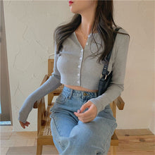 Load image into Gallery viewer, O-neck Short Knitted Sweaters Women Thin Cardigan Fashion  Sleeve Sun Protection Crop Top Ropa Mujer
