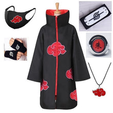 Load image into Gallery viewer, Halloween costume with Headband Necklace Face mask Gloves and Ring Itachi Cosplay cloak Long Robe halloween costumes
