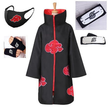 Load image into Gallery viewer, Halloween costume with Headband Necklace Face mask Gloves and Ring Itachi Cosplay cloak Long Robe halloween costumes
