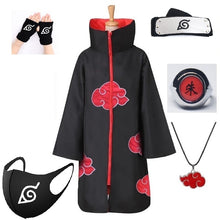 Load image into Gallery viewer, Halloween costume with Headband Necklace Face mask Gloves and Ring Itachi Cosplay cloak Long Robe halloween costumes
