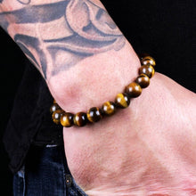 Load image into Gallery viewer, Beaded Bracelet 8mm Natural Stone Beads Men's Gorgeous Semi-Precious Black Onyx Lava Tiger Eye Healing For Women Men Jewelry
