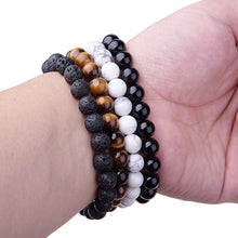 Load image into Gallery viewer, Beaded Bracelet 8mm Natural Stone Beads Men's Gorgeous Semi-Precious Black Onyx Lava Tiger Eye Healing For Women Men Jewelry
