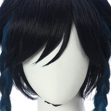 Load image into Gallery viewer, L-email wig Synthetic Hair Genshin Impact Venti Cosplay Wig Venti Ombre Blue With Braids Ponytails Bangs Heat Resistant Wigs
