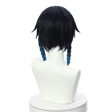 Load image into Gallery viewer, L-email wig Synthetic Hair Genshin Impact Venti Cosplay Wig Venti Ombre Blue With Braids Ponytails Bangs Heat Resistant Wigs
