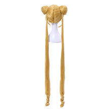 Load image into Gallery viewer, L-email wig Synthetic Hair Usagi Tsukino Cosplay Wigs Super Long Blonde Wigs with Buns Heat Resistant Cosplay Wig Halloween
