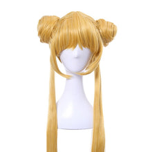 Load image into Gallery viewer, L-email wig Synthetic Hair Usagi Tsukino Cosplay Wigs Super Long Blonde Wigs with Buns Heat Resistant Cosplay Wig Halloween
