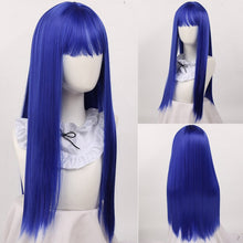 Load image into Gallery viewer, Long Straight Purple Wig With Bangs Synthetic Hair Wigs Bang With Wig For Women Lolita Anime Cosplay Heat Resistant Wigs
