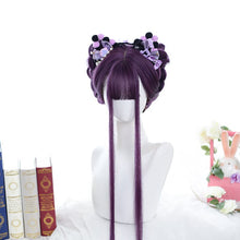 Load image into Gallery viewer, Long Straight Purple Wig With Bangs Synthetic Hair Wigs Bang With Wig For Women Lolita Anime Cosplay Heat Resistant Wigs
