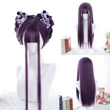 Load image into Gallery viewer, Long Straight Purple Wig With Bangs Synthetic Hair Wigs Bang With Wig For Women Lolita Anime Cosplay Heat Resistant Wigs
