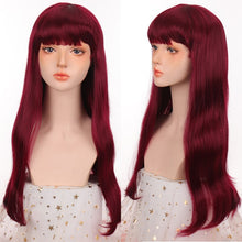 Load image into Gallery viewer, Long Straight Purple Wig With Bangs Synthetic Hair Wigs Bang With Wig For Women Lolita Anime Cosplay Heat Resistant Wigs
