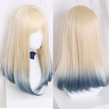 Load image into Gallery viewer, Long Straight Purple Wig With Bangs Synthetic Hair Wigs Bang With Wig For Women Lolita Anime Cosplay Heat Resistant Wigs
