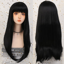 Load image into Gallery viewer, Long Straight Purple Wig With Bangs Synthetic Hair Wigs Bang With Wig For Women Lolita Anime Cosplay Heat Resistant Wigs
