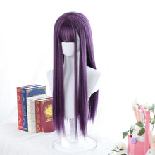 Load image into Gallery viewer, Long Straight Purple Wig With Bangs Synthetic Hair Wigs Bang With Wig For Women Lolita Anime Cosplay Heat Resistant Wigs
