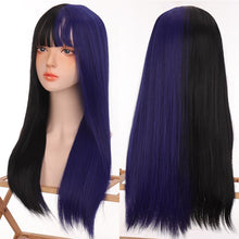 Load image into Gallery viewer, Long Straight Purple Wig With Bangs Synthetic Hair Wigs Bang With Wig For Women Lolita Anime Cosplay Heat Resistant Wigs
