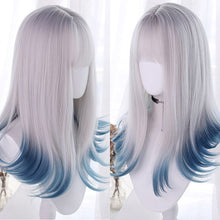 Load image into Gallery viewer, Long Straight Purple Wig With Bangs Synthetic Hair Wigs Bang With Wig For Women Lolita Anime Cosplay Heat Resistant Wigs
