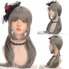 Load image into Gallery viewer, Long Straight Purple Wig With Bangs Synthetic Hair Wigs Bang With Wig For Women Lolita Anime Cosplay Heat Resistant Wigs
