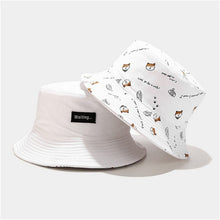 Load image into Gallery viewer, Cotton Double sided cartoon dog print Bucket Hat Fisherman Hat outdoor travel hat Sun Cap hats for Men and Women

