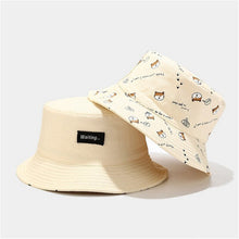 Load image into Gallery viewer, Cotton Double sided cartoon dog print Bucket Hat Fisherman Hat outdoor travel hat Sun Cap hats for Men and Women
