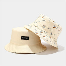 Load image into Gallery viewer, Cotton Double sided cartoon dog print Bucket Hat Fisherman Hat outdoor travel hat Sun Cap hats for Men and Women
