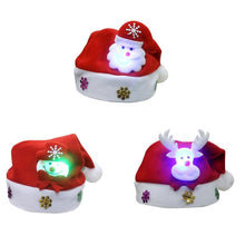 Load image into Gallery viewer, LED Christmas Hats Light Up Santa Red Hat Flashing Costume Party Cap Kids Child Christmas Gifts New Year Decor
