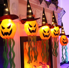 Load image into Gallery viewer, LED Halloween Decoration Flashing Light Gypsophila Ghost Festival Dress Up Glowing Wizard Ghost Hat Lamp Decor Hanging Lantern
