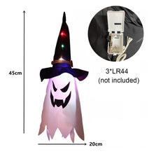 Load image into Gallery viewer, LED Halloween Decoration Flashing Light Gypsophila Ghost Festival Dress Up Glowing Wizard Ghost Hat Lamp Decor Hanging Lantern
