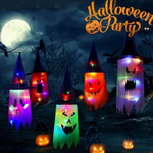 Load image into Gallery viewer, LED Halloween Decoration Flashing Light Gypsophila Ghost Festival Dress Up Glowing Wizard Ghost Hat Lamp Decor Hanging Lantern
