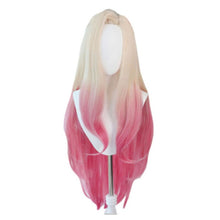 Load image into Gallery viewer, LOL KDA Baddest Ahri Cosplay Wig with Ears Heat Resistant Synthetic Hair Blonde Mixed Pink Heat Resistant Hair Wigs + Wig Cap
