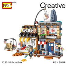 Load image into Gallery viewer, LOZ building blocks Japanese-style street view izakaya aquatic product store mini small particles assembled toy puzzle girl boy
