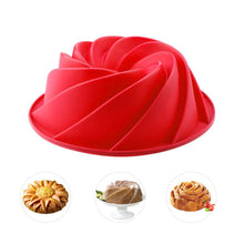 Load image into Gallery viewer, Large Spiral shape silicone Bundt Cake Pan 10- inch, Bread Bakeware Mold baking Tools Cyclone Shape Cake Mould DIY Baking Tool
