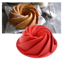 Load image into Gallery viewer, Large Spiral shape silicone Bundt Cake Pan 10- inch, Bread Bakeware Mold baking Tools Cyclone Shape Cake Mould DIY Baking Tool
