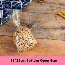 Load image into Gallery viewer, 50pcs Golden Star Christmas Candy Baking Bags Cookie Chocolate Self Stand Packaging Bags Birthday Party Favor
