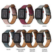 Load image into Gallery viewer, Leather strap For Apple watch band 44mm 41mm 45mm 40mm 42mm 38mm Retro Cow watchband bracelet iWatch  series 7 3 4 5 se 6
