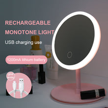 Load image into Gallery viewer, Led Light Makeup Mirror Storage LED Face Mirror Adjustable Touch Dimmer USB Led Vanity Mirror Table Desk Cosmetic Mirror
