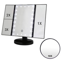 Load image into Gallery viewer, LED Makeup Mirror 22 Vanity Light Magnifying 3 Floding Countertop Touch Screen Cosmetic 10x Magnifier Small Mirror Beauty
