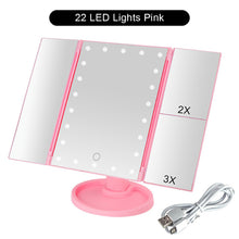 Load image into Gallery viewer, LED Makeup Mirror 22 Vanity Light Magnifying 3 Floding Countertop Touch Screen Cosmetic 10x Magnifier Small Mirror Beauty

