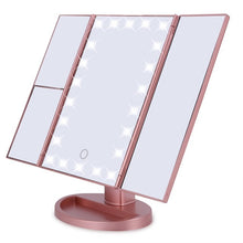 Load image into Gallery viewer, LED Makeup Mirror 22 Vanity Light Magnifying 3 Floding Countertop Touch Screen Cosmetic 10x Magnifier Small Mirror Beauty
