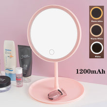 Load image into Gallery viewer, LED Makeup Mirror Light Vanity Lights Touchable Dimming Three Color Light USB Rechargeable With Light Mirrors Bedroom Mirror
