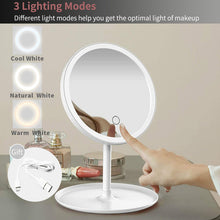 Load image into Gallery viewer, LED Makeup Mirror With Light Lamp With Storage Desktop Rotating Cosmetic Mirror Light Adjustable Dimming USB  Vanity Mirror
