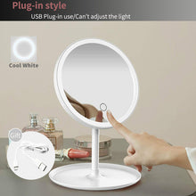 Load image into Gallery viewer, LED Makeup Mirror With Light Lamp With Storage Desktop Rotating Cosmetic Mirror Light Adjustable Dimming USB  Vanity Mirror
