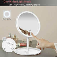 Load image into Gallery viewer, LED Makeup Mirror With Light Lamp With Storage Desktop Rotating Cosmetic Mirror Light Adjustable Dimming USB  Vanity Mirror
