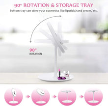 Load image into Gallery viewer, LED Makeup Mirror With Light Lamp With Storage Desktop Rotating Cosmetic Mirror Light Adjustable Dimming USB  Vanity Mirror
