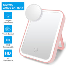 Load image into Gallery viewer, LED Makeup Mirror Touch Screen 3 Light Portable Standing Folding Vanity Mirroir 5X Magnifying Compect Cosmetics Mirror
